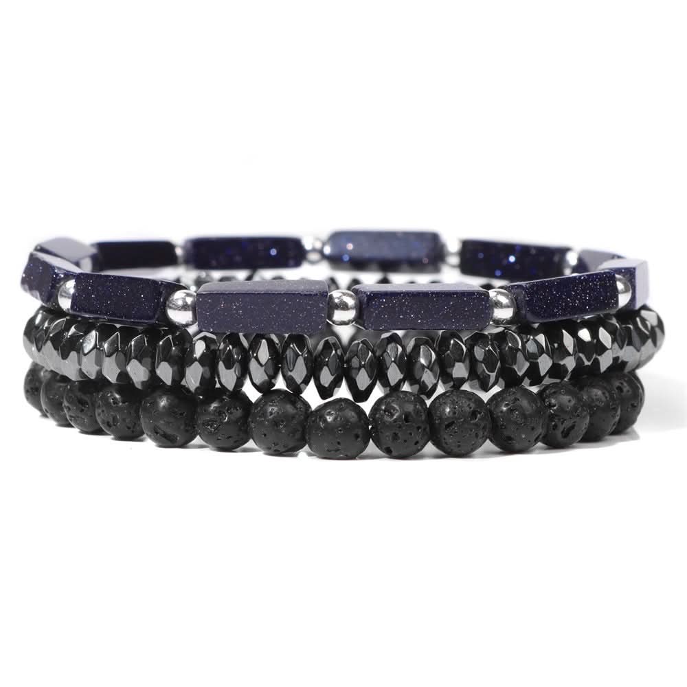 Men’s Natural Stone Bracelet – Volcanic Lava & Agate Beads