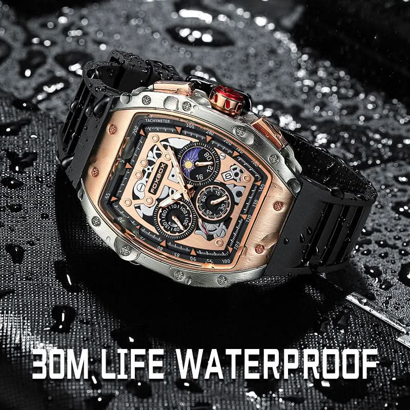 Men’s Multifunction Moon Phase Electronic Watch – Sport Barrel Dial
