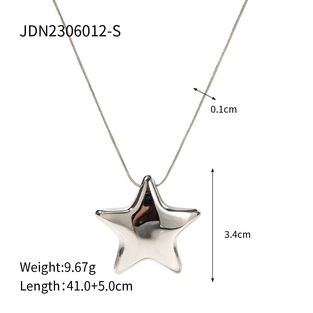 Stainless Steel Five-Pointed Star Pendant Necklace For Women