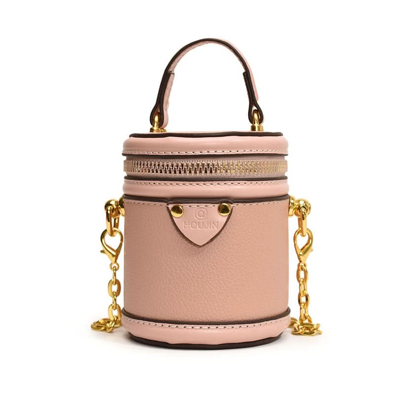 Women’s Mini Contrast Bucket Bag – Cylindrical Shoulder & Crossbody Bag