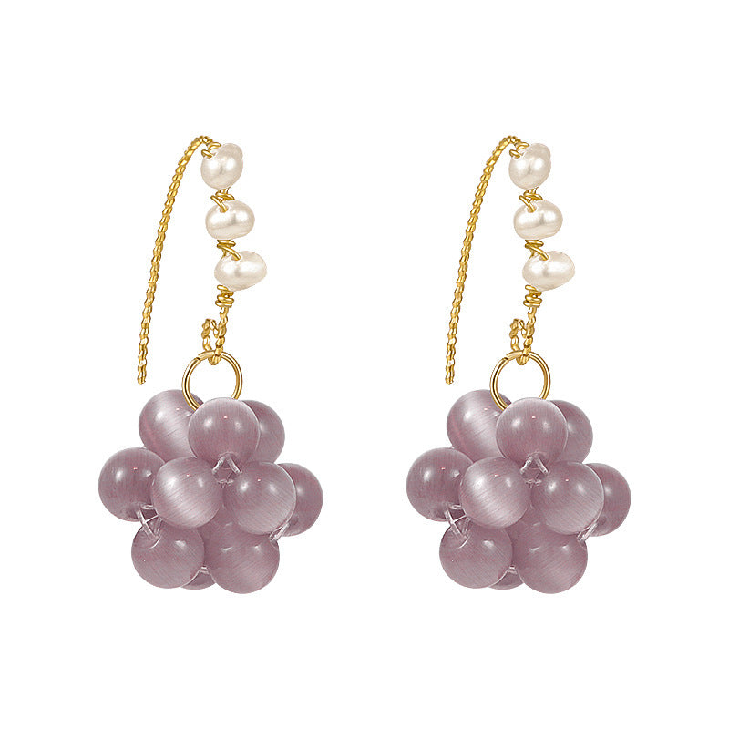 Purple Cat’s Eye Teardrop Earrings – Freshwater Pearl Jewelry