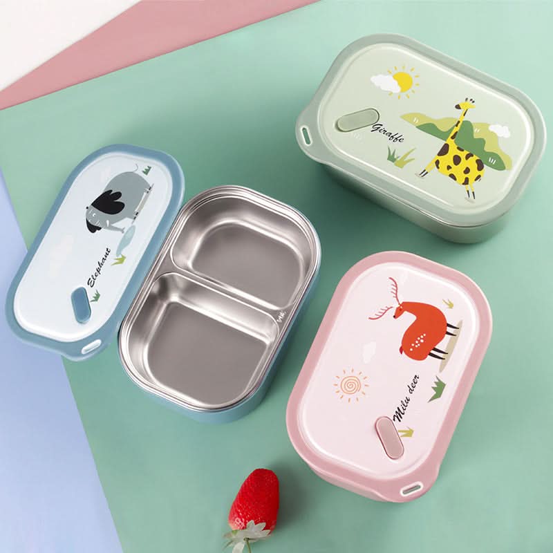 304 Stainless Steel Insulated Lunch Box – With 2 Compartments for Kids & Students