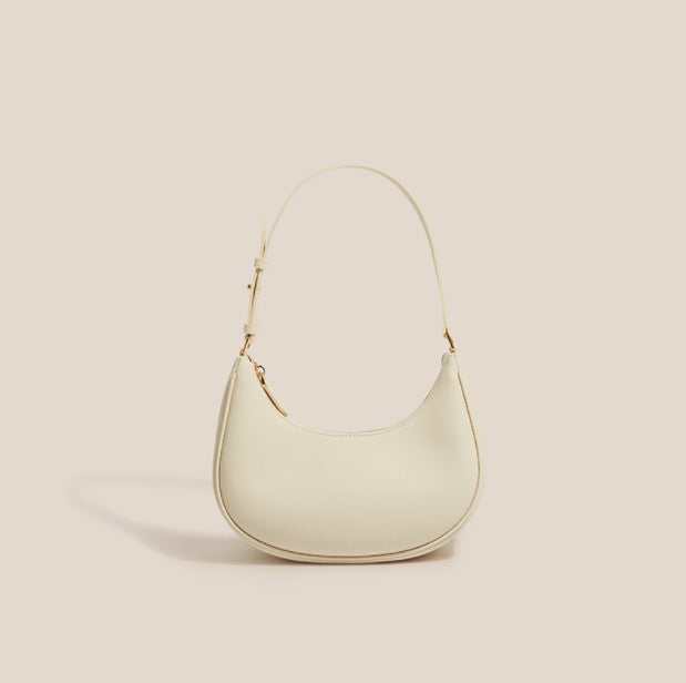 Women's Baguette Shoulder Bag – Soft Half Moon Underarm Bag with Zipper Closure