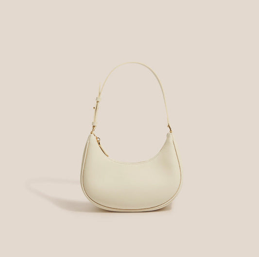 Women's Baguette Shoulder Bag – Soft Half Moon Underarm Bag with Zipper Closure