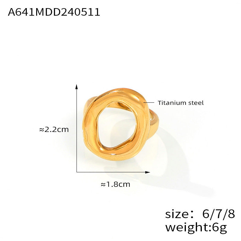 Gold & Silver Titanium Steel Abstract Loop Ring – Modern Minimal Women’s Jewelry