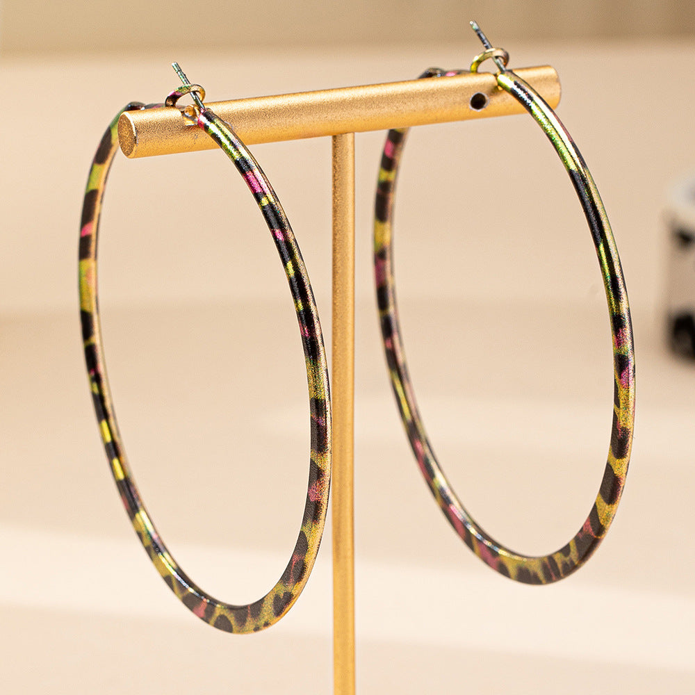Leopard Print Geometric Earrings for Women – Luxury Retro Fashion Jewelry