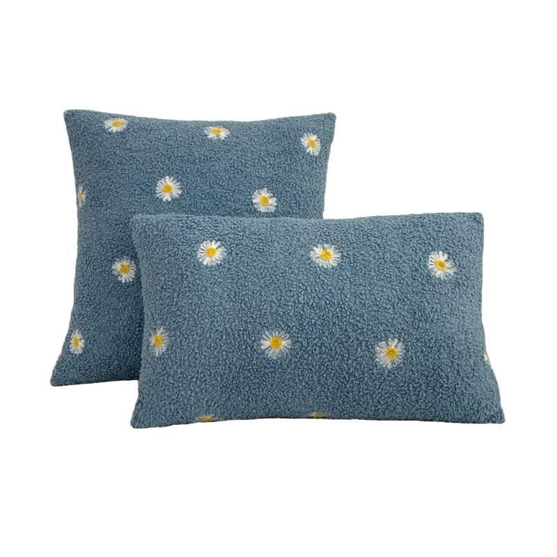 Teddy Velvet Embroidered Pillowcase - Modern Plush Cushion Cover