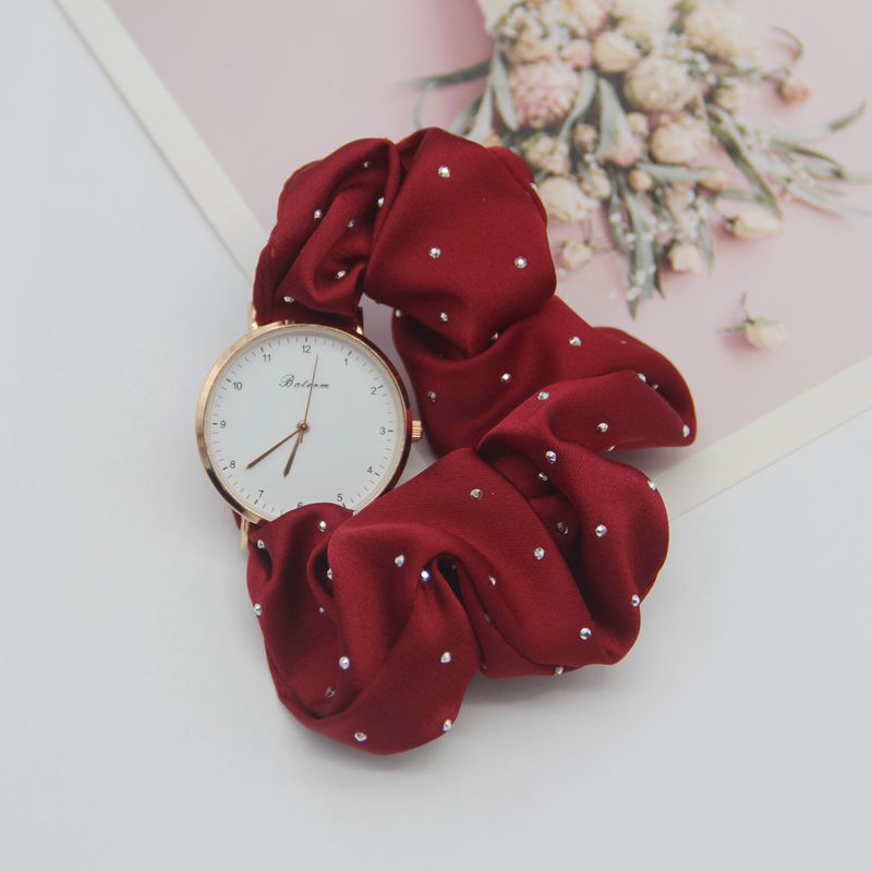 Women’s Fashion Quartz Watch with Diamond Accents – Scrunchy Strap