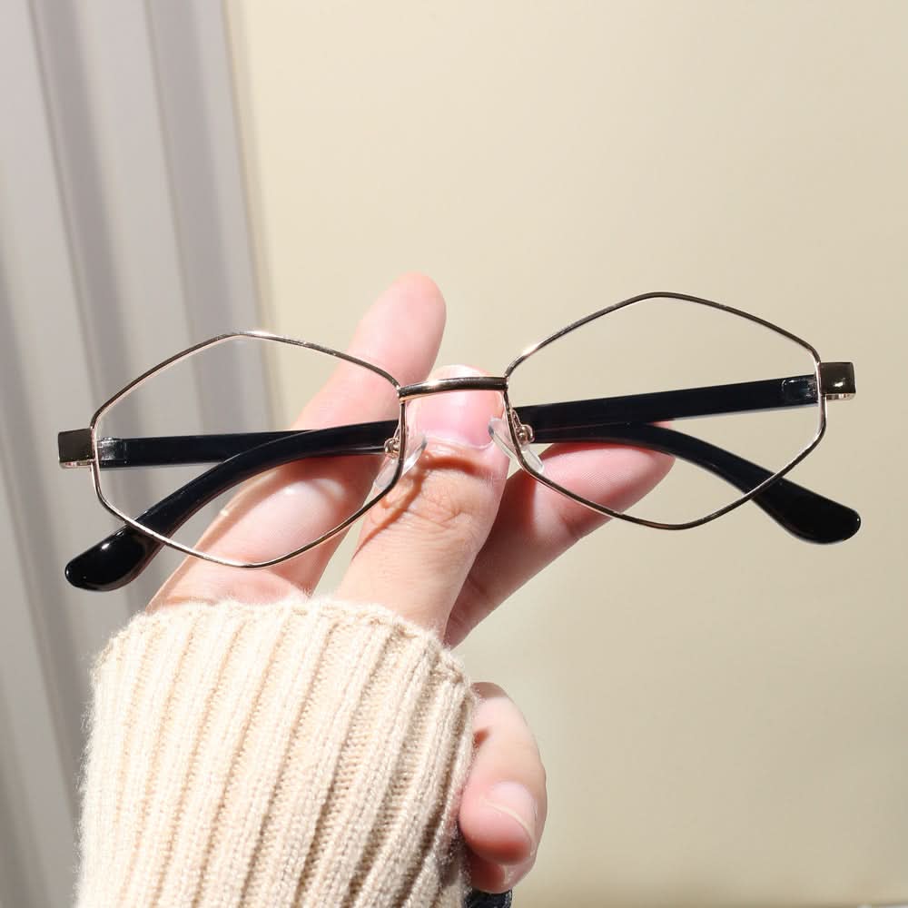 Diamond-Shaped Sunglasses – Street Style Full-Frame Metal, UV400 Sun Protection