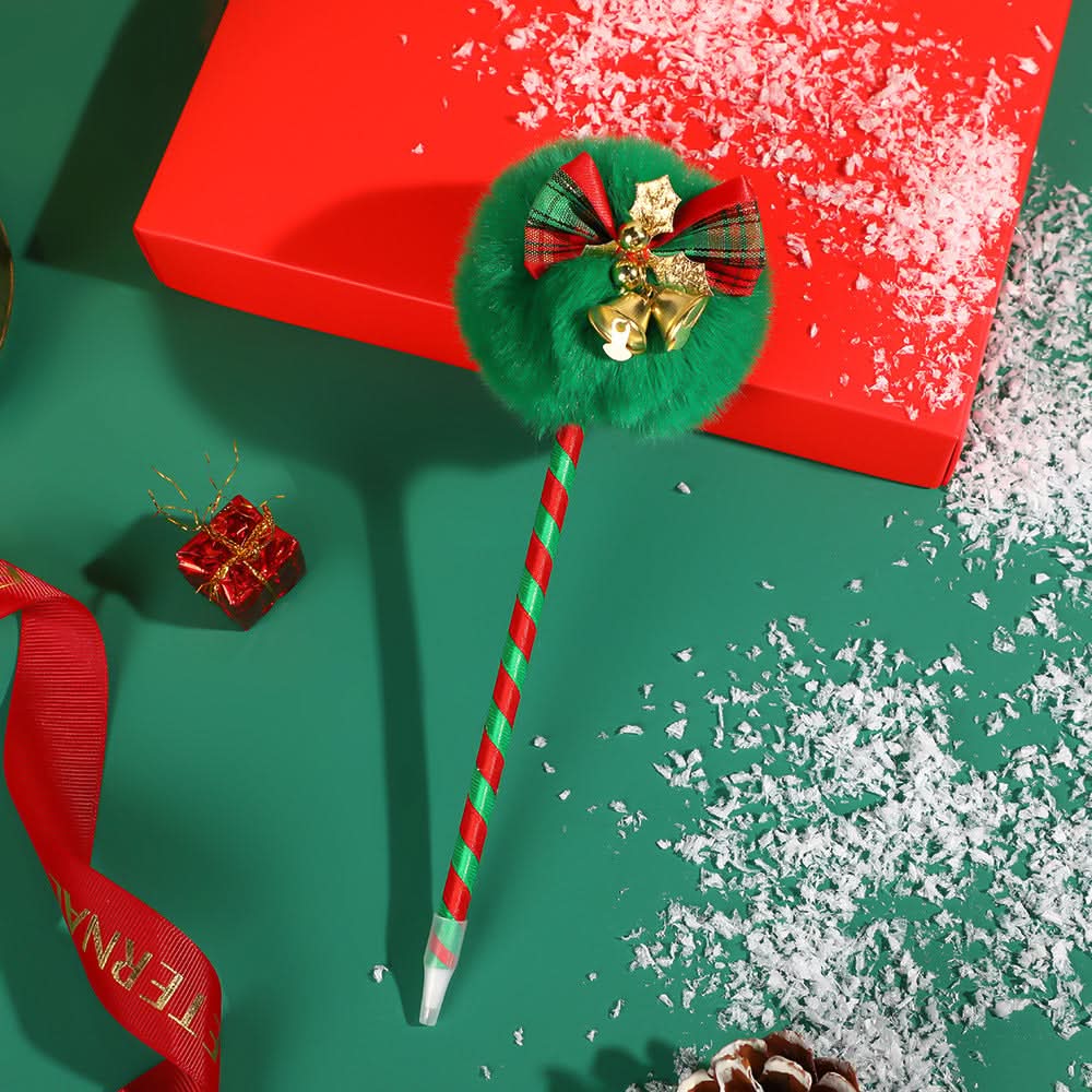 Pack of 2 Christmas Snowman Ballpoint Pens – Cute Plush Gift Stationery