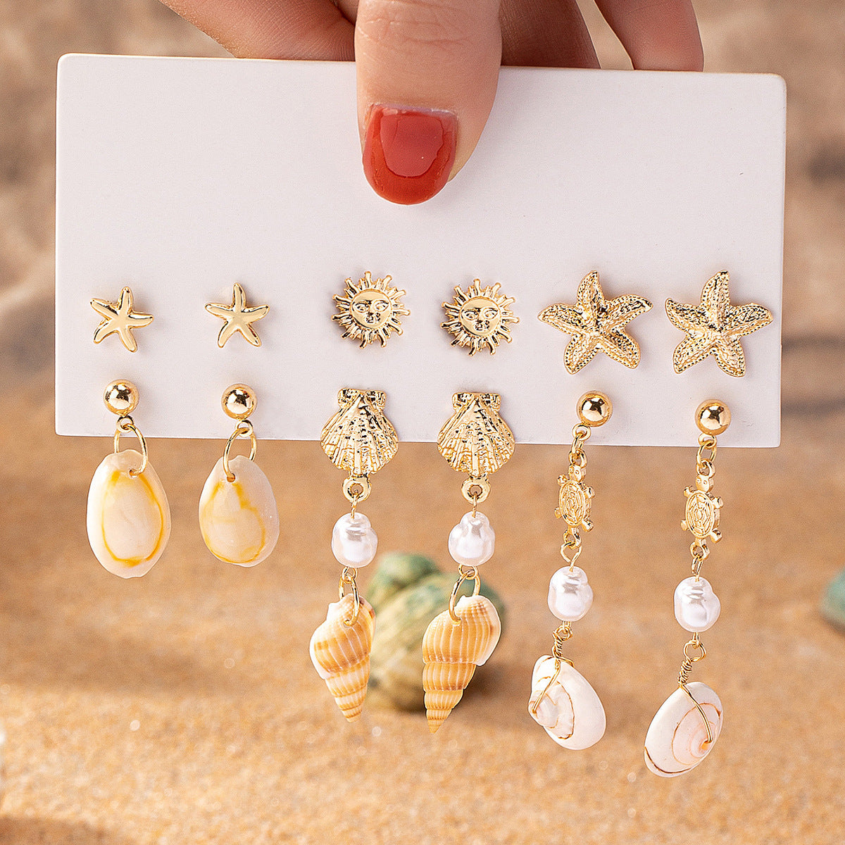 Marine Life Earrings Combo Set – 6 Pairs Holiday Style Jewelry