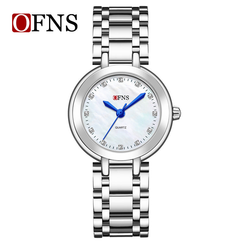 OFNS Diamond Round Pointer Dial Quartz Watch – Waterproof Business Watch for Women