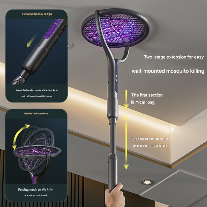 Retractable Wall-Mounted Electric Mosquito Swatter – 2-in-1 Rechargeable Insect Killer