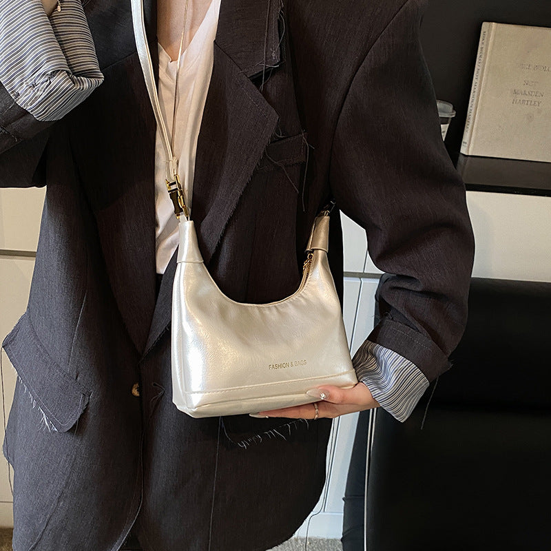 Retro Square Shoulder Handbag for Women – Solid Color PU Crossbody Bag with Zipper Closure
