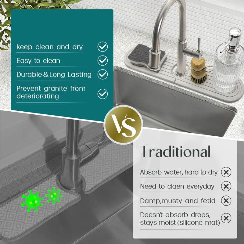Diatomite Sink Splash Pad – Oval Water Absorption Mat for Faucet