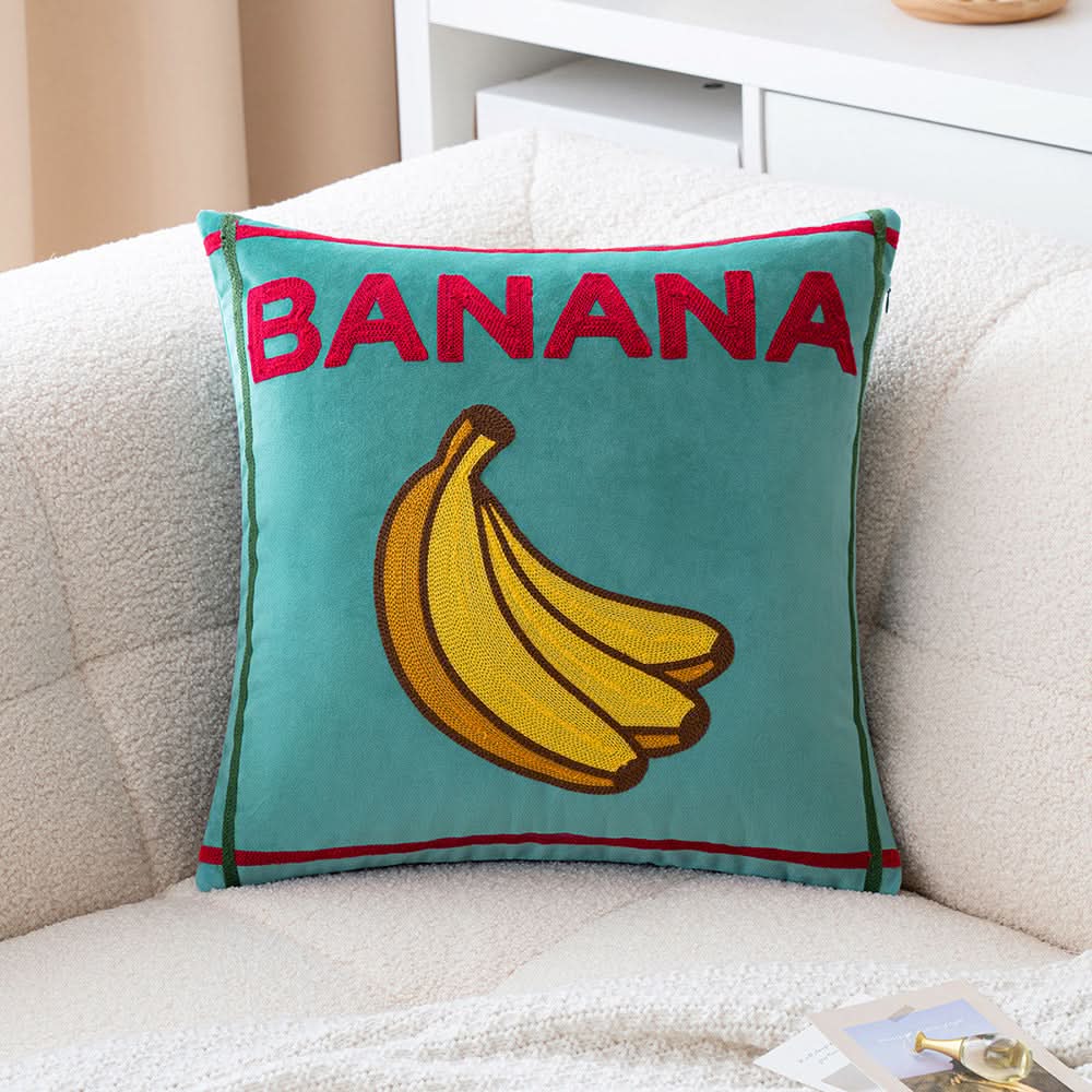 New Arrival Alphabet Fruit Embroidery Pillow