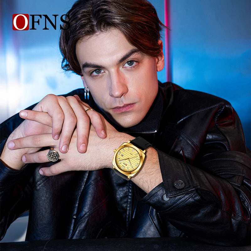 OFNS Men’s Quartz Business Watch – Waterproof Luminous Calendar Watch with Square Dial