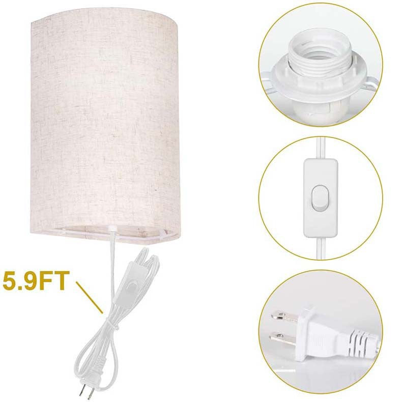 Nordic Fabric Wall Lamp – Modern D-Shaped LED Light for Bedroom