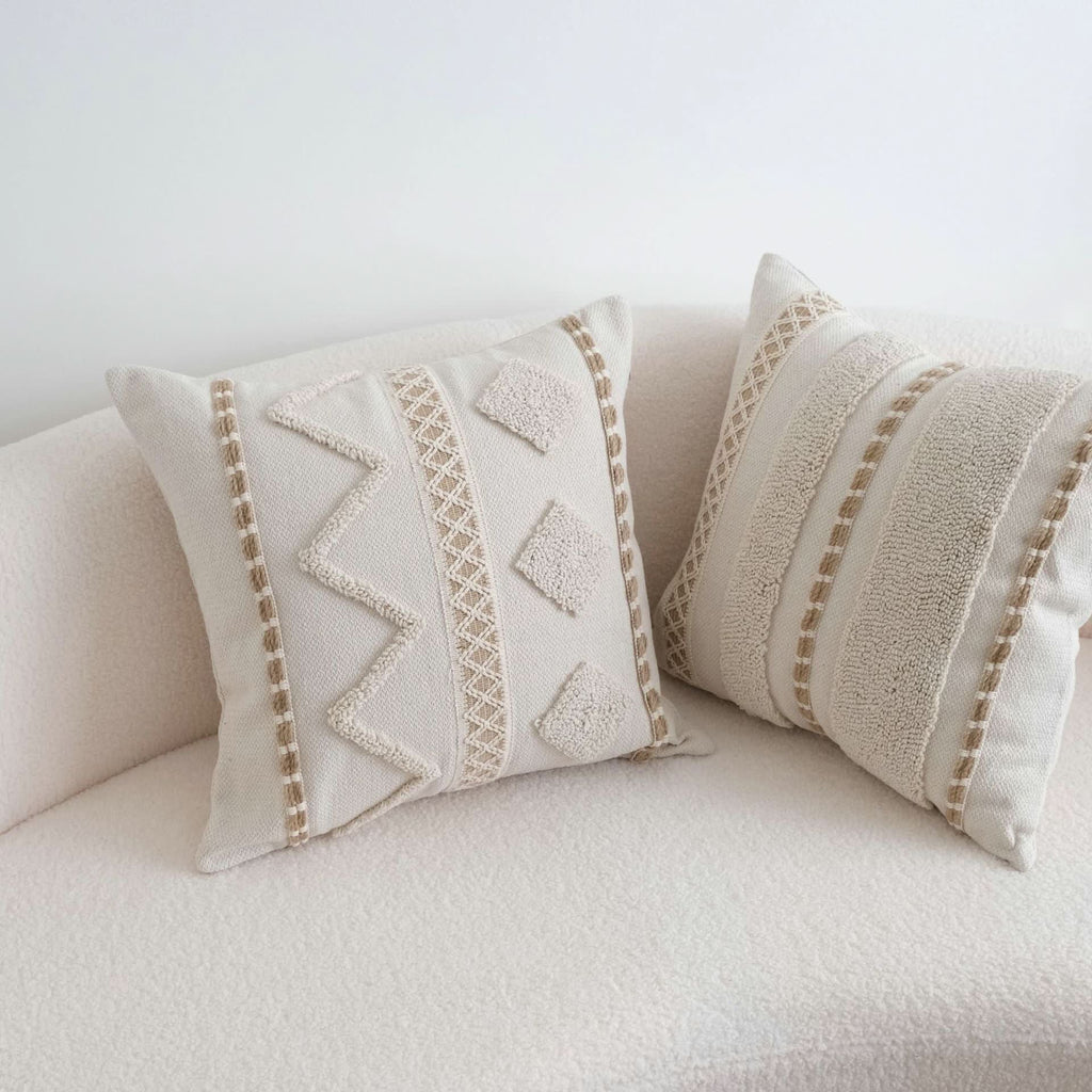 Wabi-Sabi Style Loop Velvet Pillow - INS Embroidered Cushion Cover