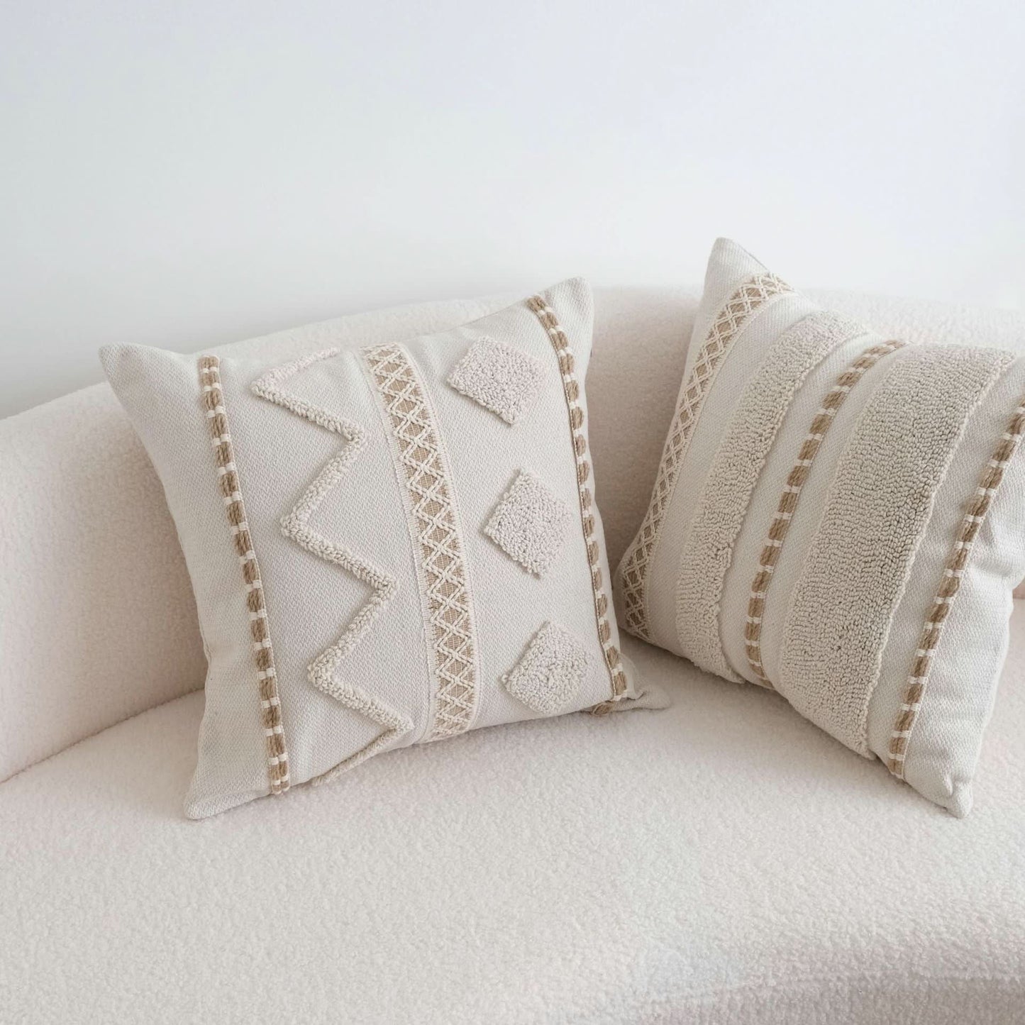Wabi-Sabi Style Loop Velvet Pillow - INS Embroidered Cushion Cover