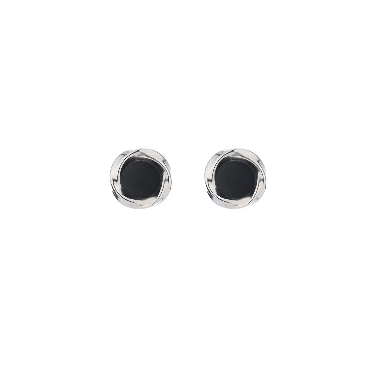 Minimalist Mobius earrings for men - black agate