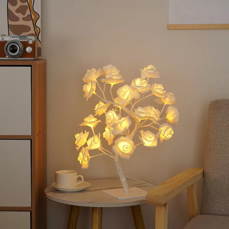 USB LED Rose Tree Lamp – 20-Bead Romantic Light for Home Decor, Tabletop Accent