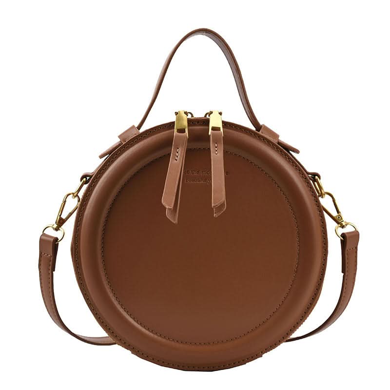 Women's Retro Round Messenger Bag – Handbag with Zipper Closure