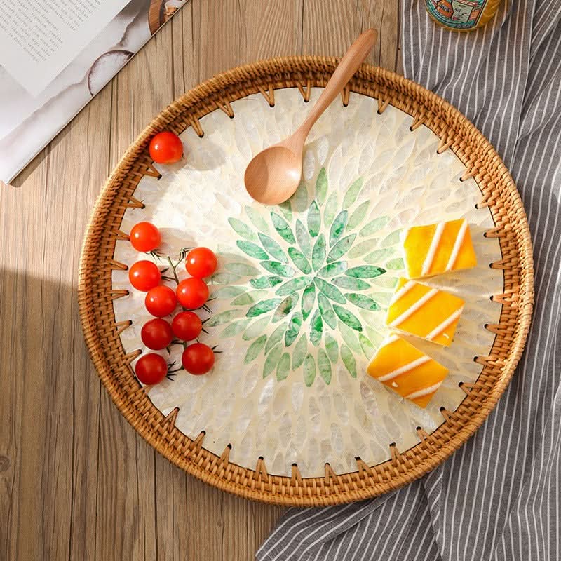 Handmade Rattan Shell Tray - Multi-Functional Fruit & Snack Storage