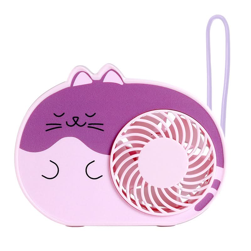 Cute Cat Mini Fan – USB Rechargeable, 3-Speed Handheld & Desktop Fan