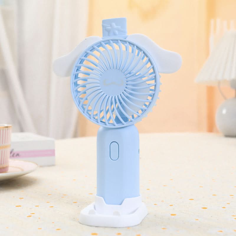 Portable Cartoon Handheld Fan – USB Rechargeable, Detachable Base