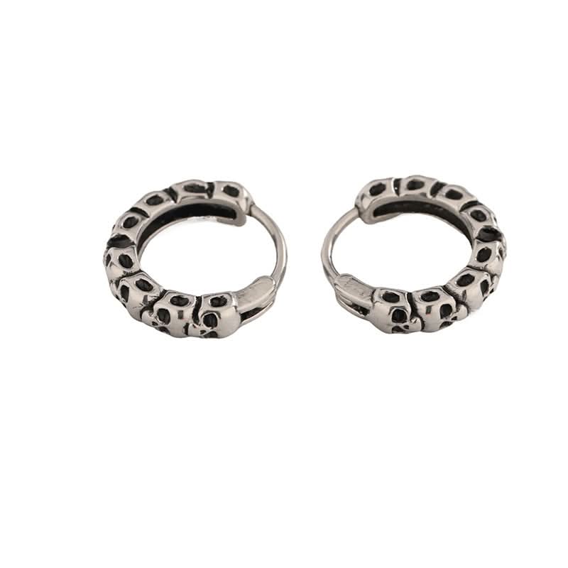 Unisex Punk Skull Earrings – Silver Demon Design Jewelry