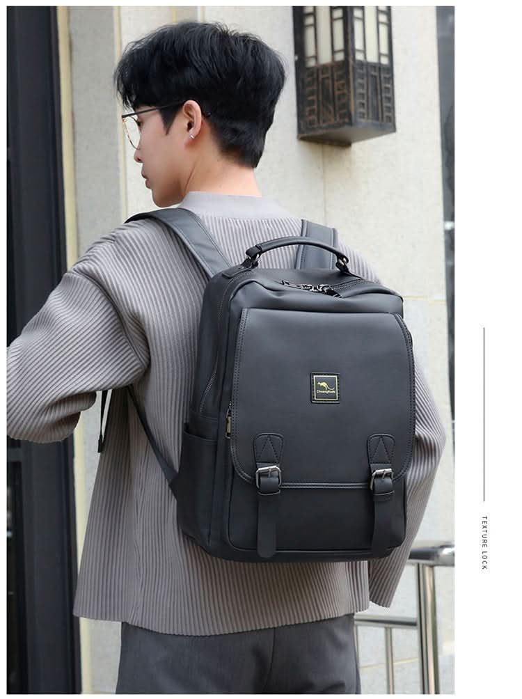 Men’s Large-Capacity PU Leather Backpack – Stylish School & Sports Bag