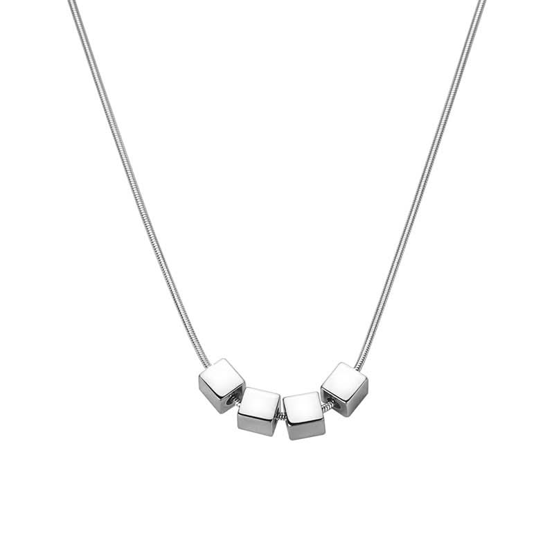 Men’s Titanium Steel Cube Pendant Necklace – Minimalist Clavicle Chain