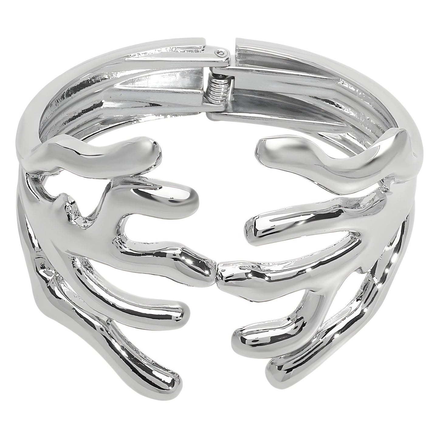 Coral Clasp Bold Cuff Bracelet – Spring Open Fashion Jewelry for Women