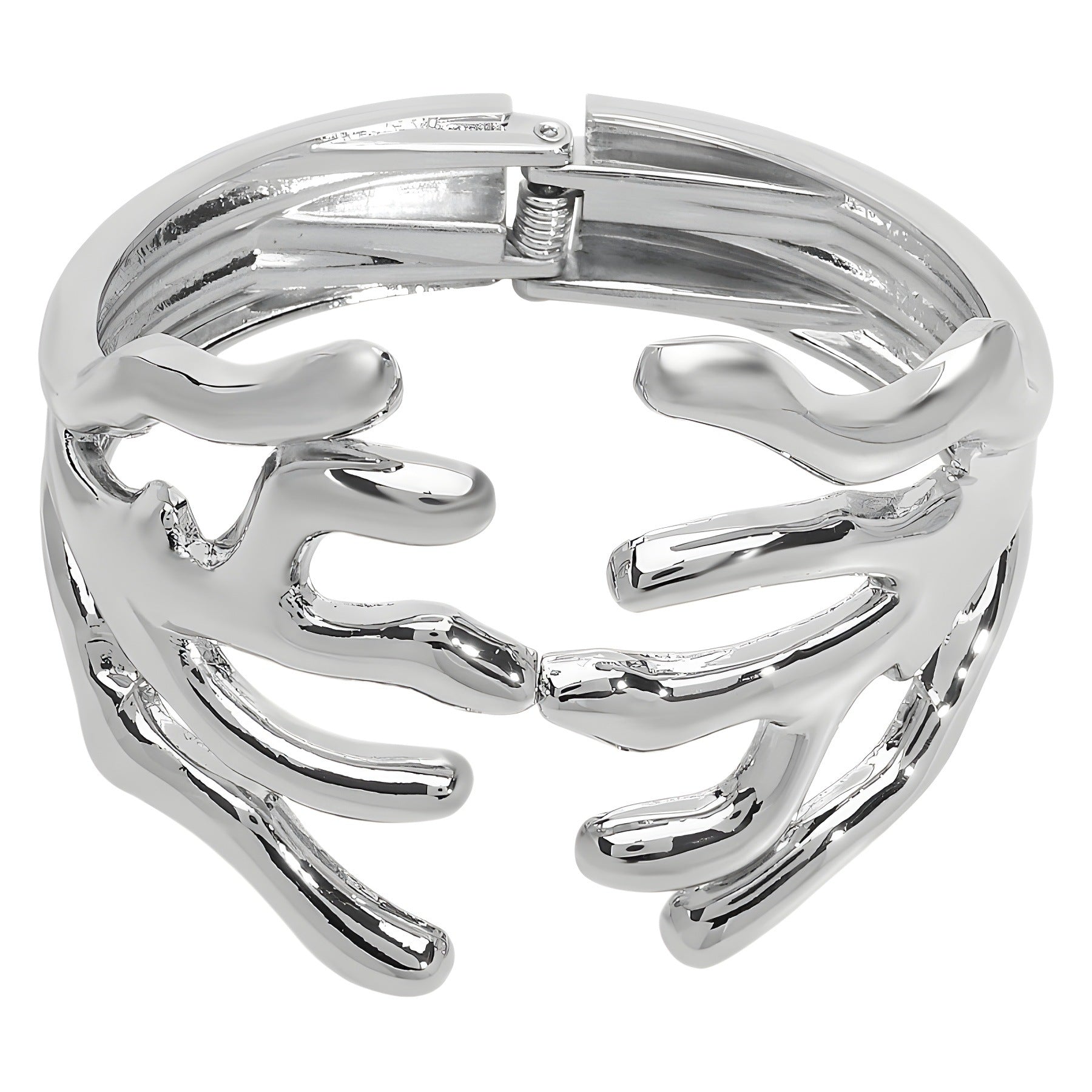 Coral Clasp Bold Cuff Bracelet – Spring Open Fashion Jewelry for Women