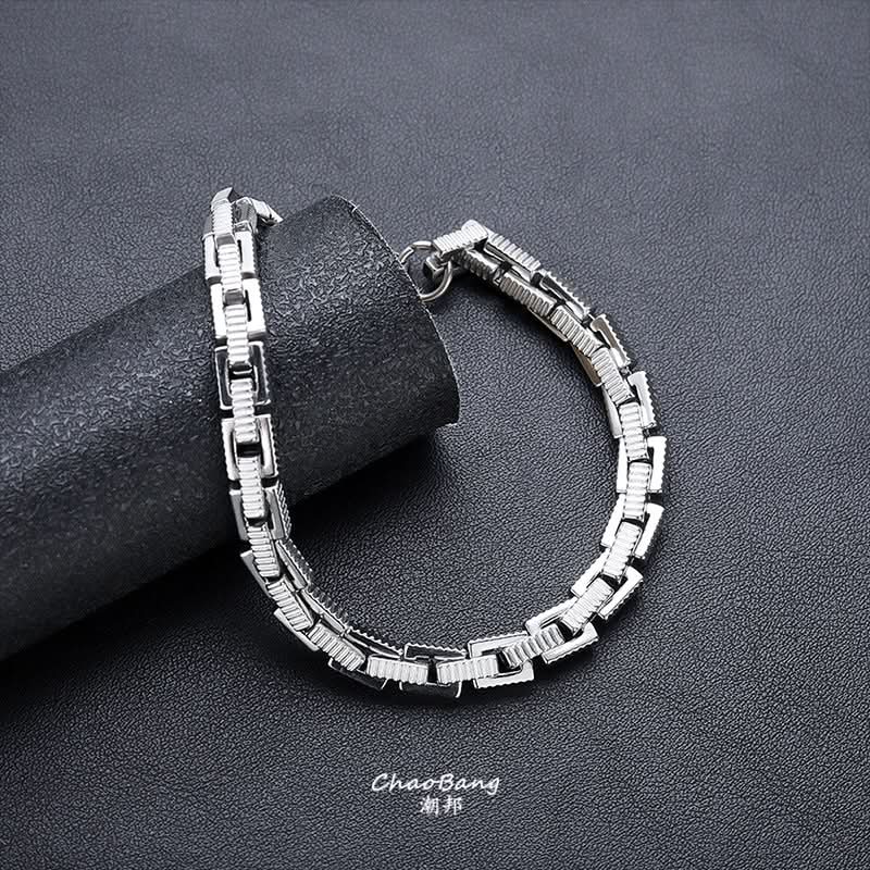 Men’s Trendy Titanium Steel Sawtooth Bracelet – Plated Zigzag Chain