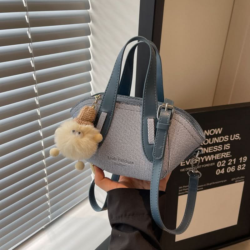 Women's Bucket Bag – Stylish Contrast Color Messenger Bag with Keychain