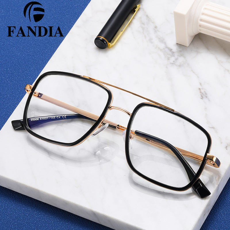 Men’s Square Frame Anti-Blue Light Glasses – Large Optical Flat Mirror UV400