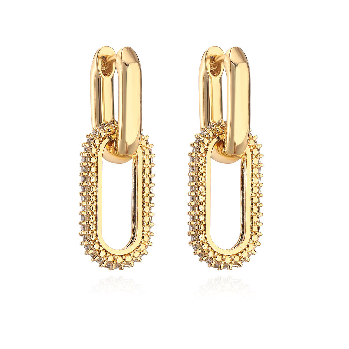 Diamond Oval Hoop Earrings for Women – Double Ring Design