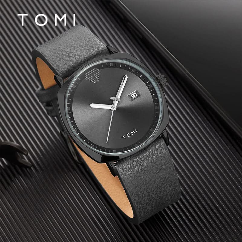 Men's Quartz Watch with Leather Strap