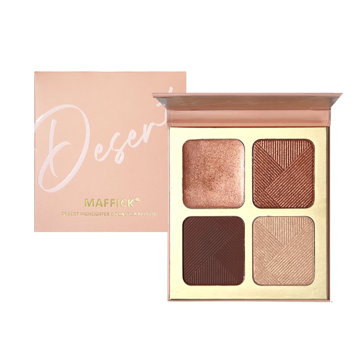 Maffick Desert Highlighter Palette – 4-Color Contouring & Brightening Tray for Skin Tone