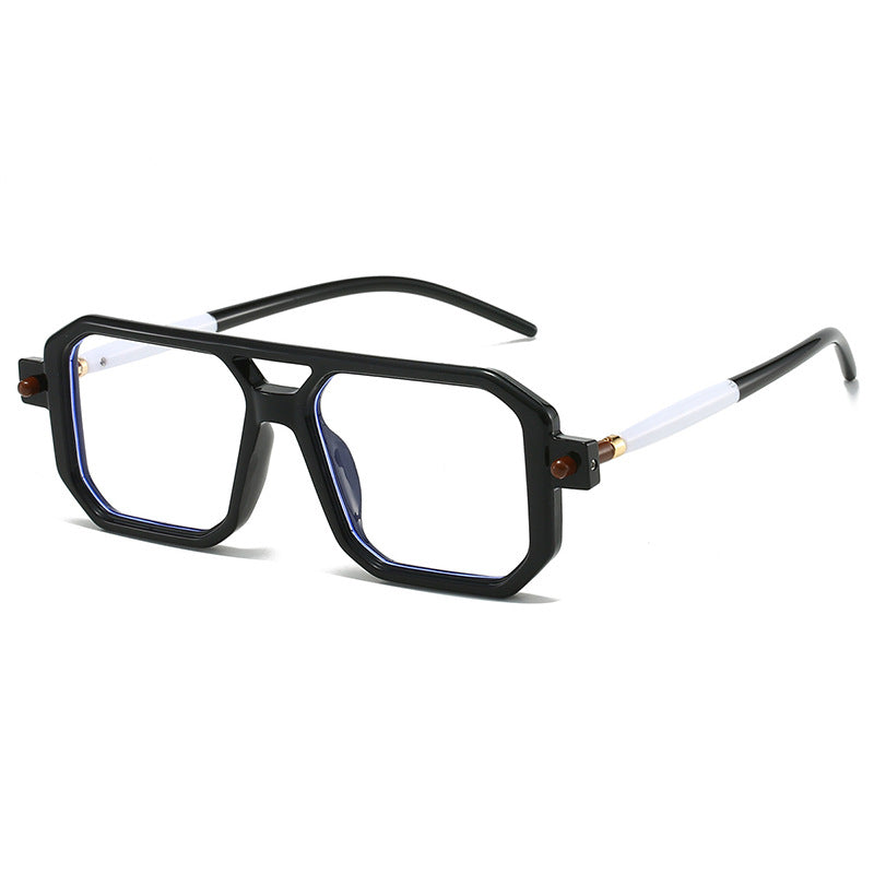 Double Beam Square Frame Anti-Blue Light Glasses – Retro Eyewear for Adults