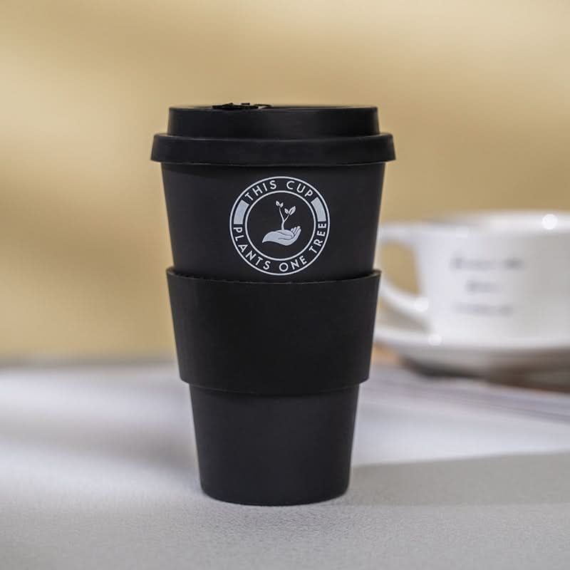Eco-Friendly Bamboo Fiber Coffee Cup – Biodegradable, Leakproof Travel Mug (470ML)