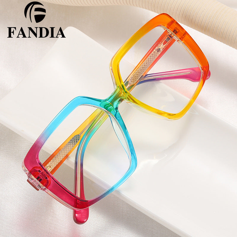 Women's Box Frame Anti-Blue Light Glasses – Large Optical Eyewear | Myopia-Ready