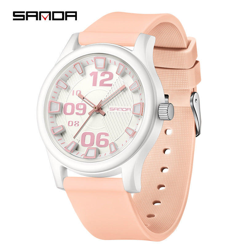 Sanda Kids Quartz Watch – Waterproof Contrast Color Silicone Student Watch