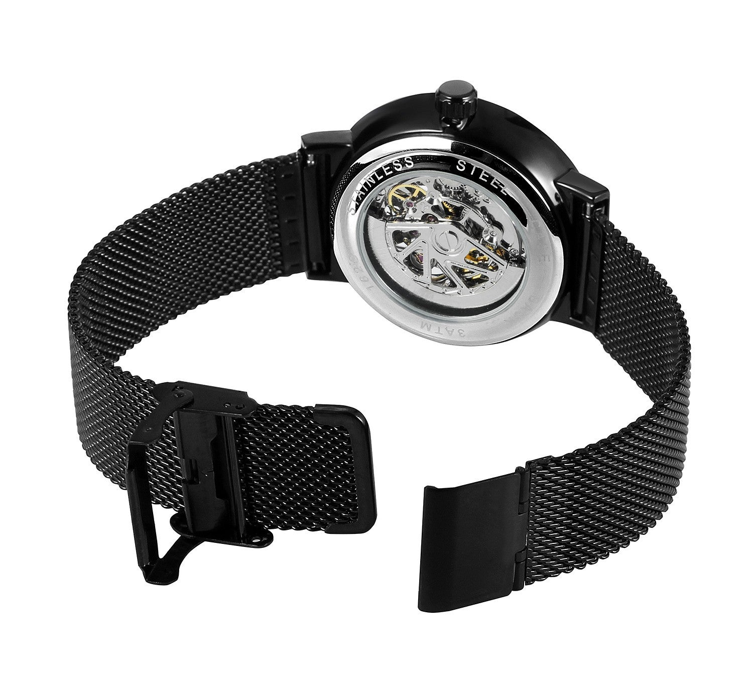 T-WINNER Full Skeleton Automatic Mechanical Watch for Men – Mesh Strap Timepiece
