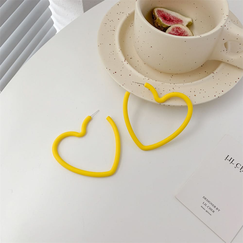 Candy Color Love Earrings - Acrylic Open Hoop for Women