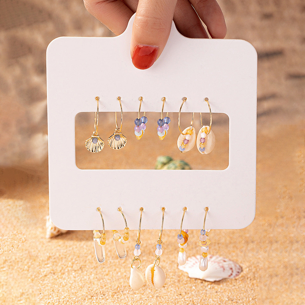 Marine Life Earrings Combo Set – 6 Pairs Holiday Style Jewelry