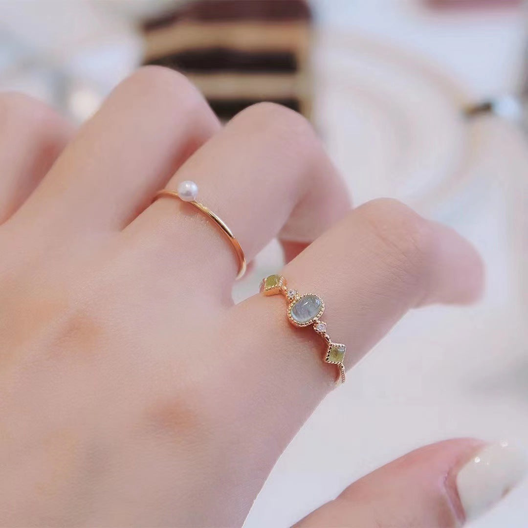 Colorful Gemstone Adjustable Ring – Gold-Plated Women’s Fashion Jewelry