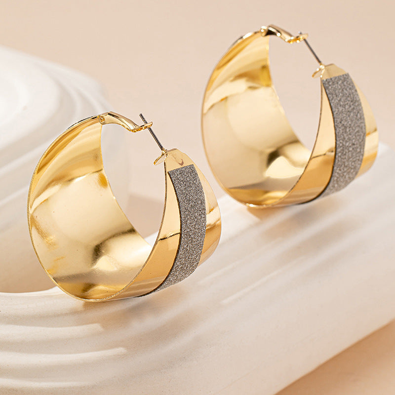 Frosted Hoop Earrings for Women – Alloy Geometric Luxury Statement Jewelry